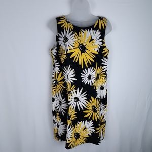 AGB Floral Shift Dress Yellow Black White Size 12